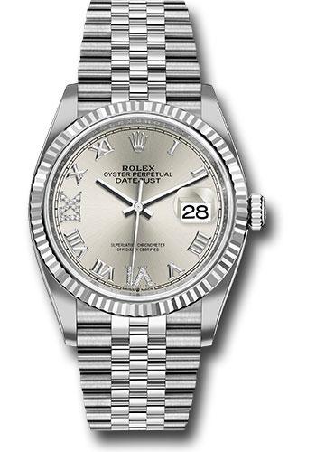Rolex Steel Datejust 36 Watch - Fluted Bezel - Silver Diamond Roman VI and IX Dial - Jubilee Bracelet - Brand new - 126234 sdr69j